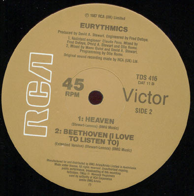 Eurythmics : Beethoven (12")