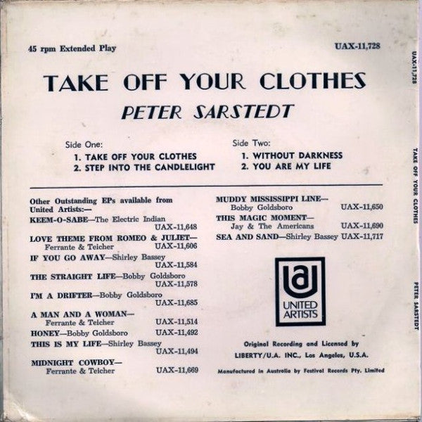 Peter Sarstedt : Take Off Your Clothes (7", EP)