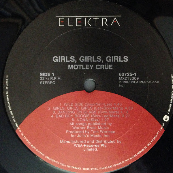 Mötley Crüe : Girls, Girls, Girls (LP, Album)