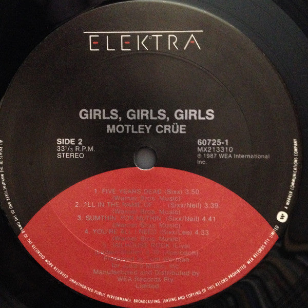Mötley Crüe : Girls, Girls, Girls (LP, Album)