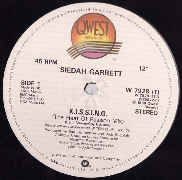 Siedah Garrett : K.I.S.S.I.N.G. (12")
