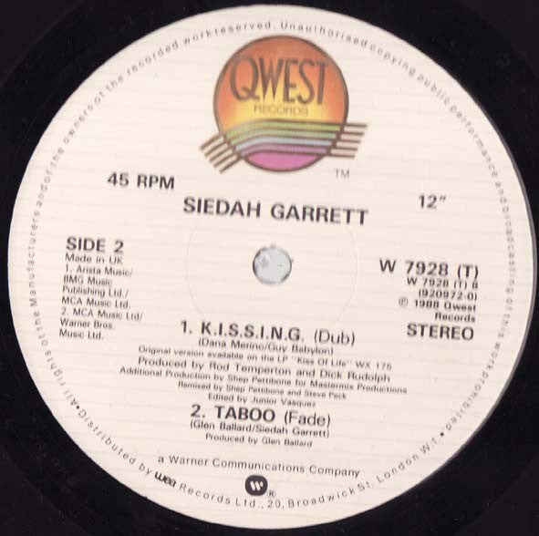 Siedah Garrett : K.I.S.S.I.N.G. (12")