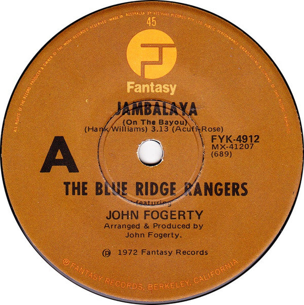 Blue Ridge Rangers Featuring John Fogerty : Jambalaya (On The Bayou) (7&quot;, Single)