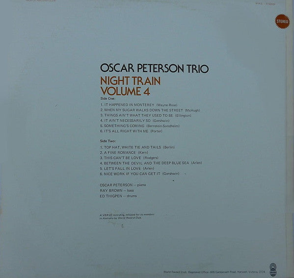 The Oscar Peterson Trio : Night Train Vol. 4 (LP, Comp, Club)