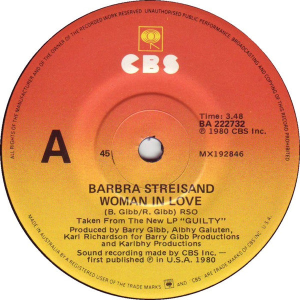 Barbra Streisand : Woman In Love (7&quot;)