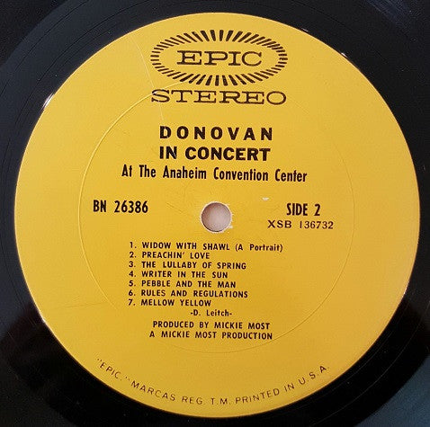 Donovan : Donovan In Concert (LP, Album, Pit)
