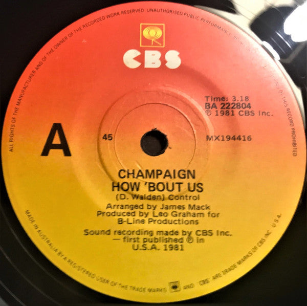 Champaign : How 'Bout Us (7", Single)