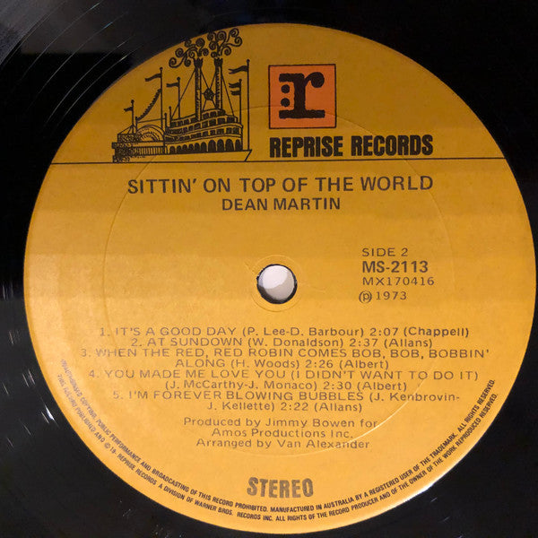 Dean Martin : Sittin' On Top Of The World (LP, Album)