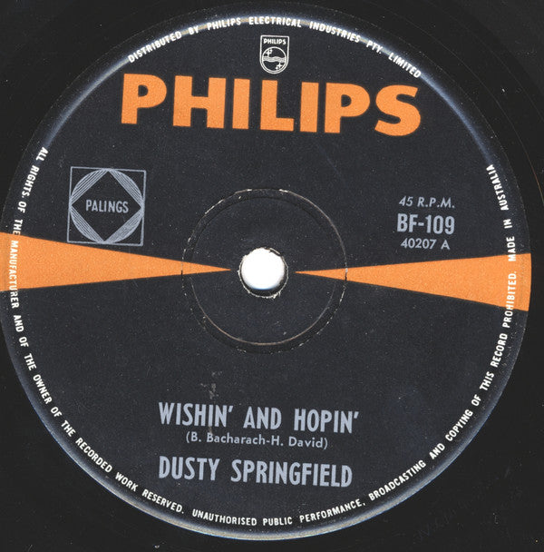 Dusty Springfield : Wishin' And Hopin' (7", Single)