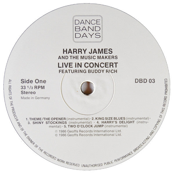 Harry James & His Music Makers : Live In Concert (LP)