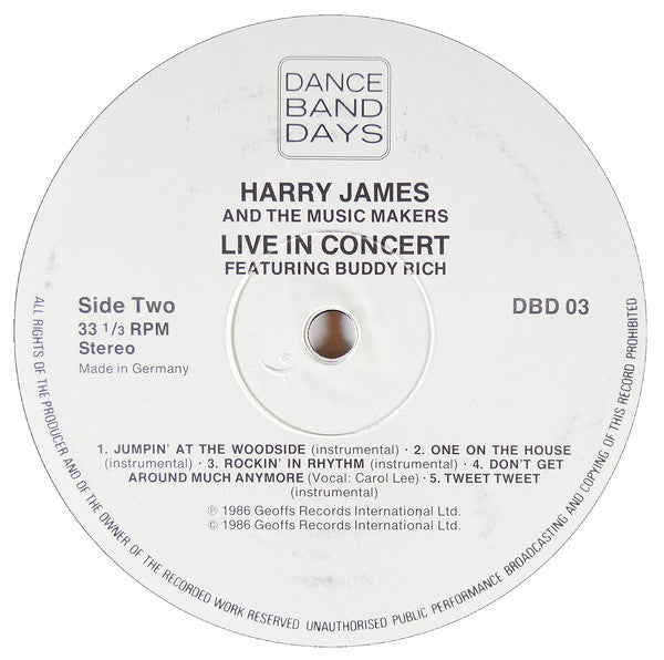 Harry James & His Music Makers : Live In Concert (LP)