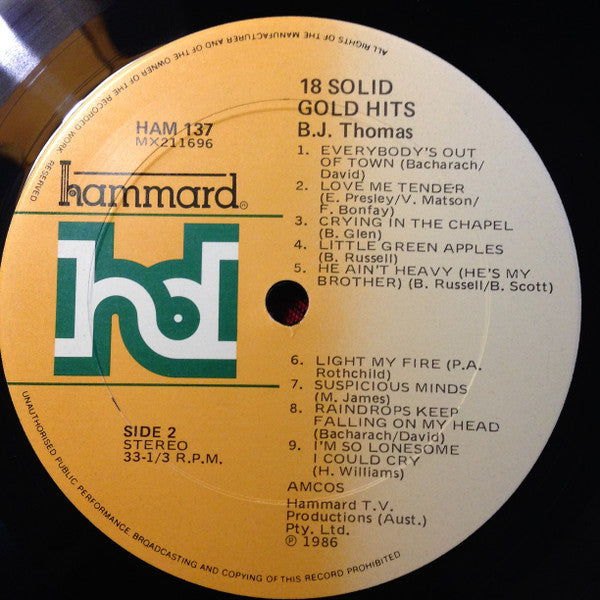 B.J. Thomas : 18 Solid Gold Hits (LP, Comp)