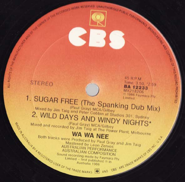 Wa Wa Nee : Sugar Free (Dance Mix) (12", Single)