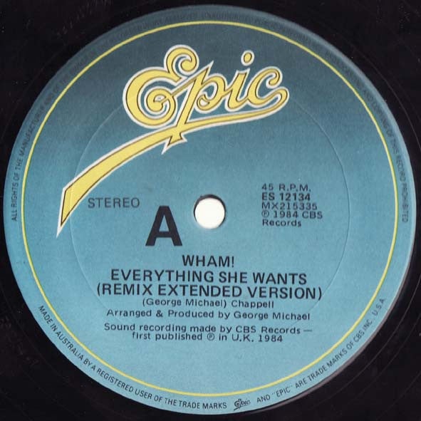 Wham! : Everything She Wants (Remix) (12")