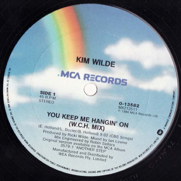 Kim Wilde : You Keep Me Hangin' On (Extended Mix) (12", Single)