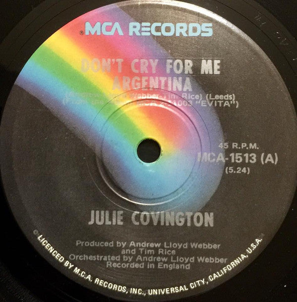 Julie Covington : Don't Cry For Me Argentina (7", Single)