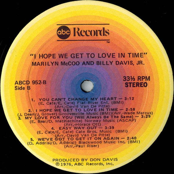 Marilyn McCoo & Billy Davis, Jr.* : I Hope We Get To Love In Time (LP, Album)