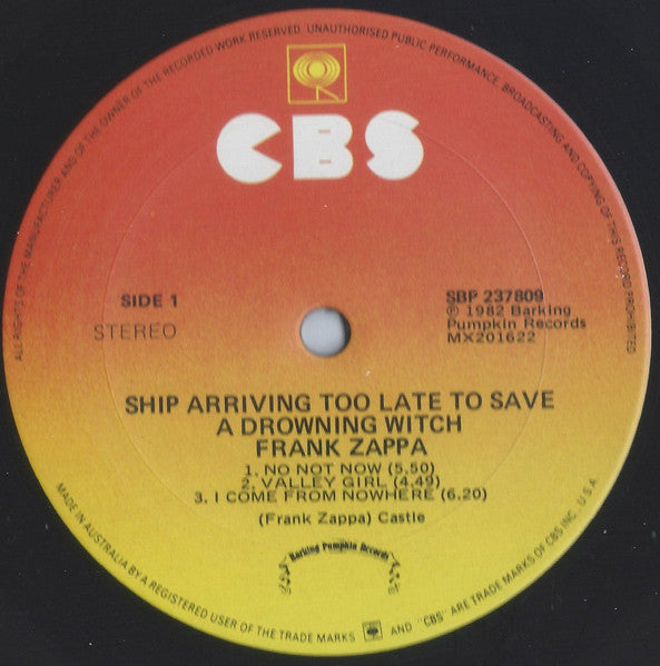 Frank Zappa : Ship Arriving Too Late To Save A Drowning Witch (LP, Album)