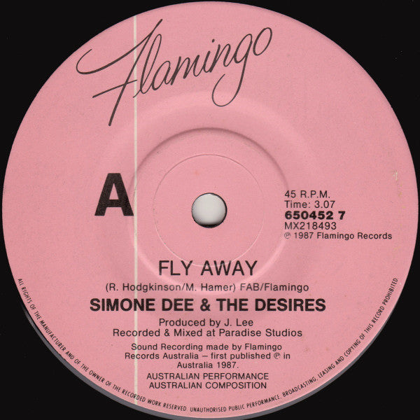 Simone Dee &amp; The Desires : Fly Away (7&quot;, Single)