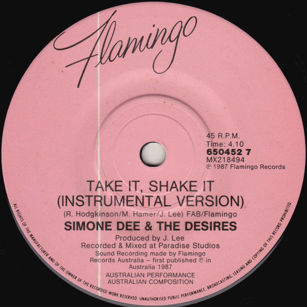 Simone Dee & The Desires : Fly Away (7", Single)