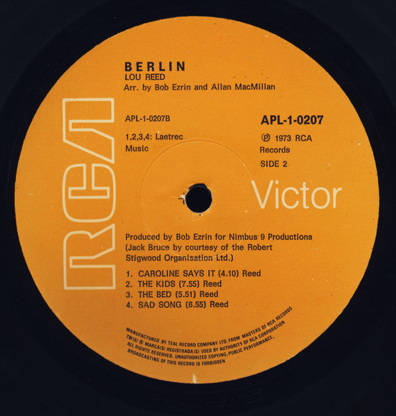 Lou Reed : Berlin (LP, Album)