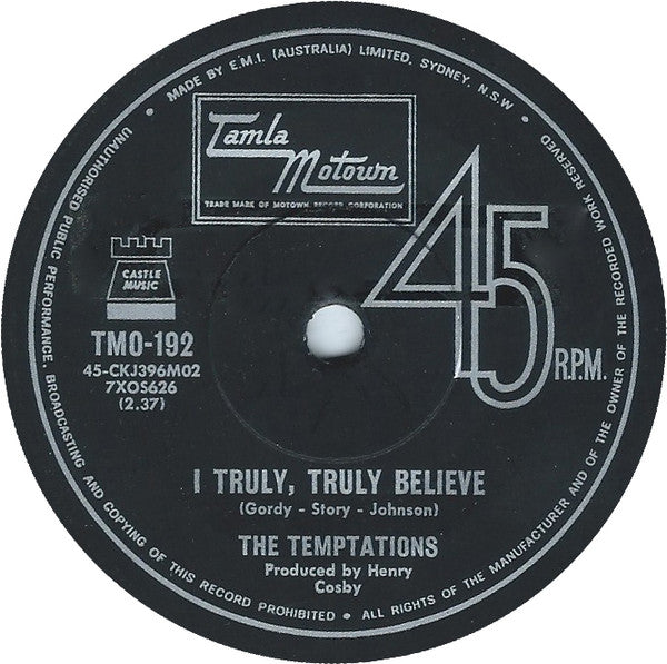 The Temptations : I Wish It Would Rain / I Truly, Truly Believe (7", Single)