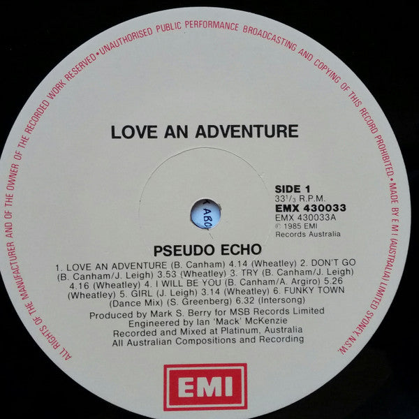 Pseudo Echo : Love An Adventure (LP, Album, RE)