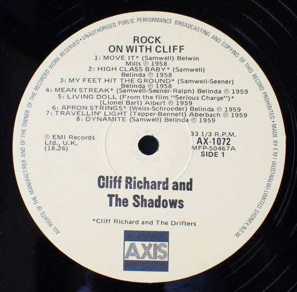 Cliff Richard : Rock On With Cliff  (LP, Comp)