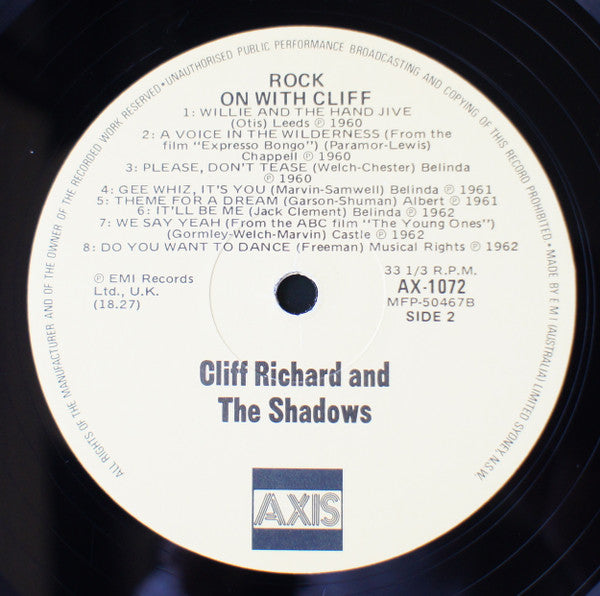 Cliff Richard : Rock On With Cliff  (LP, Comp)