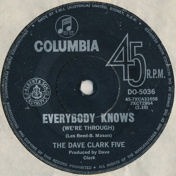 The Dave Clark Five : Everybody Knows (We&#39;re Through) (7&quot;, Single)