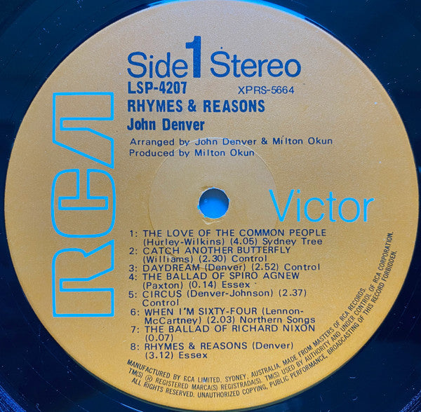 John Denver : Rhymes & Reasons (LP, Album)