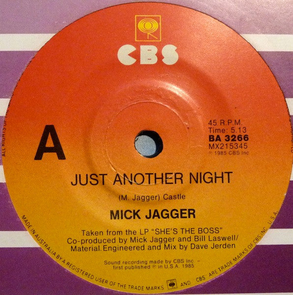 Mick Jagger : Just Another Night (7")