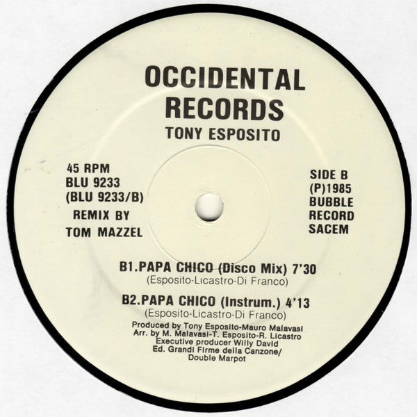 Tony Esposito : Papa Chico (Remix) (12", Maxi, Whi)