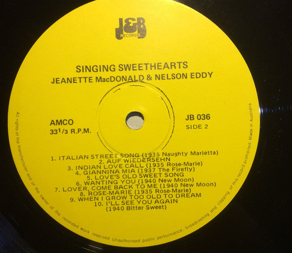 Jeanette MacDonald & Nelson Eddy : Singing Sweethearts (LP, Album, Comp)