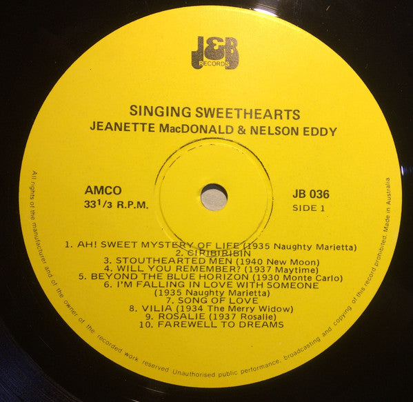 Jeanette MacDonald & Nelson Eddy : Singing Sweethearts (LP, Album, Comp)