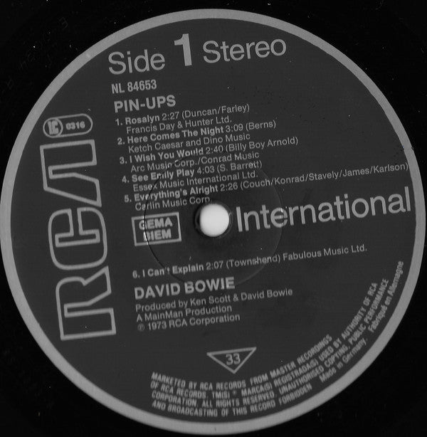 Bowie* : Pinups (LP, Album, RE)