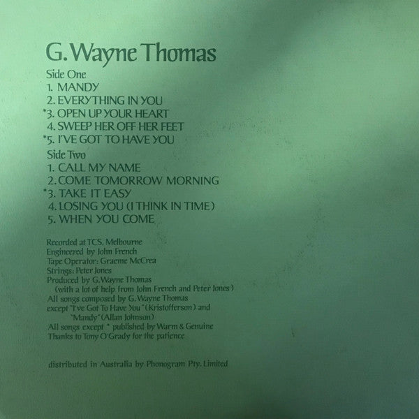 G. Wayne Thomas : G. Wayne Thomas (LP, Album, Gat)