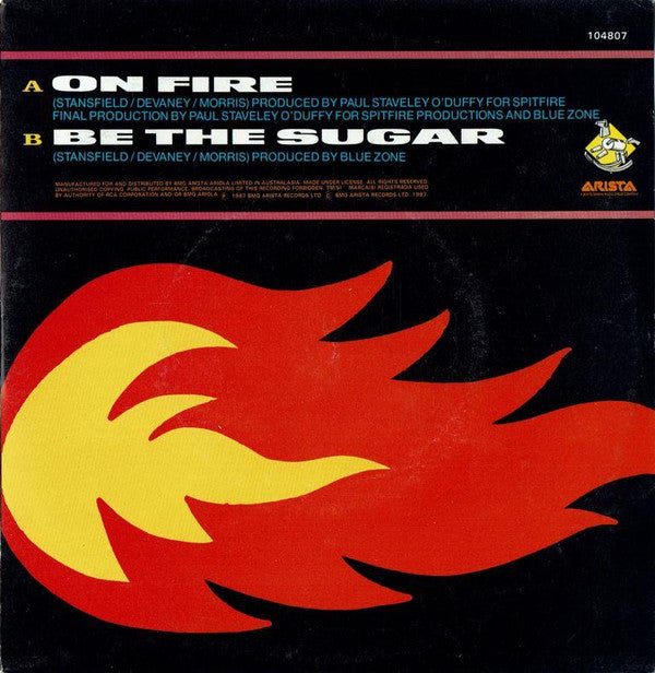 Blue Zone (4) : On Fire (7", Single)