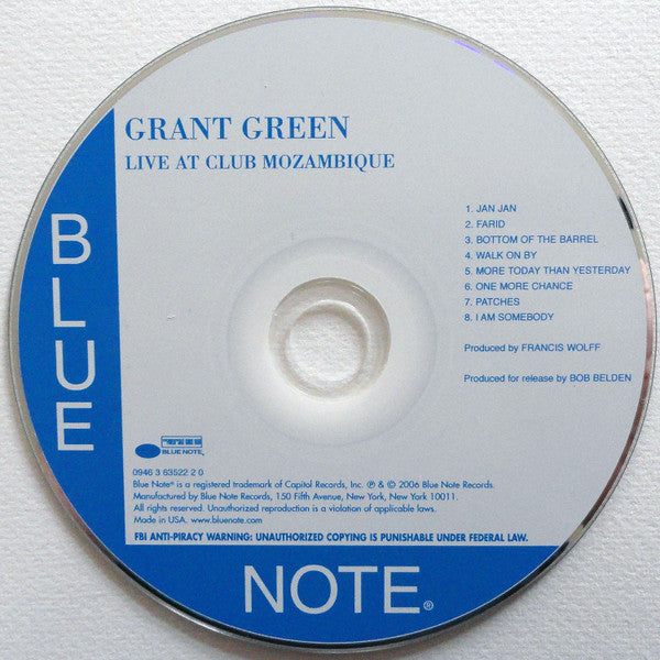 Grant Green : Live At Club Mozambique (CD, Album, Mono, RE)
