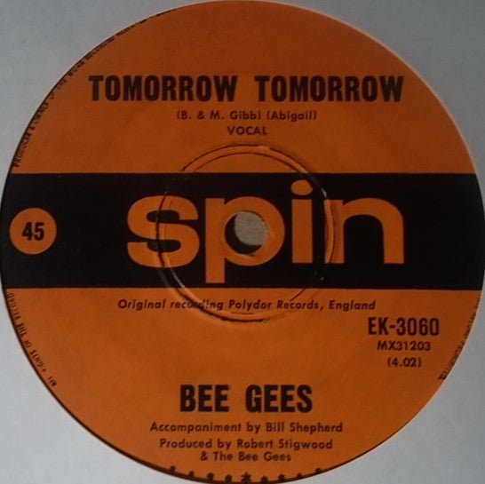 Bee Gees : Tomorrow Tomorrow / Sun In My Morning (7&quot;, Single)