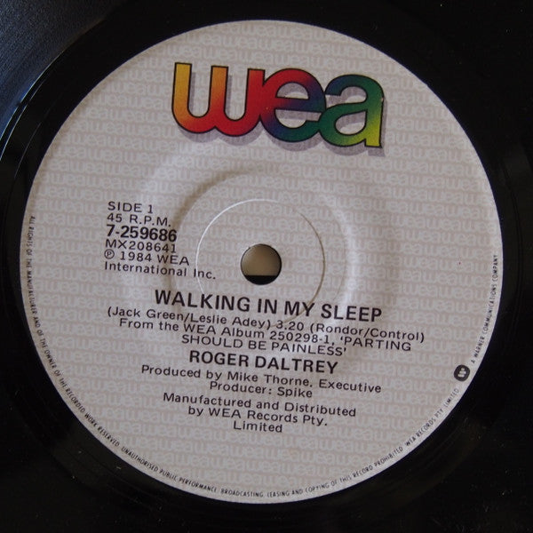 Roger Daltrey : Walking In My Sleep (7", Single)