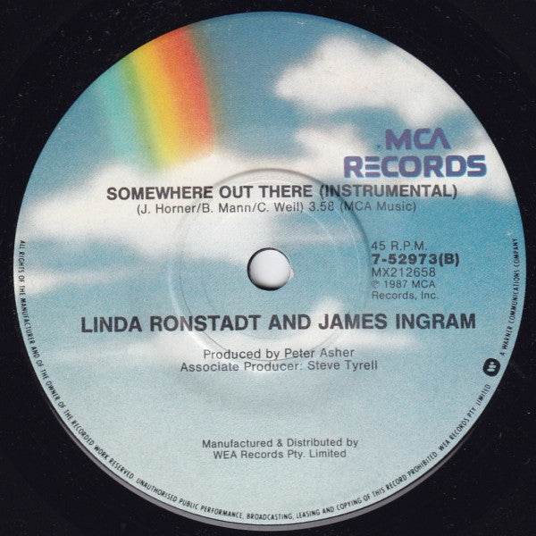 Linda Ronstadt And James Ingram : Somewhere Out There (7", Single)