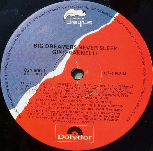 Gino Vannelli : Big Dreamers Never Sleep (LP, Album)