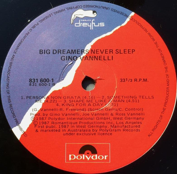 Gino Vannelli : Big Dreamers Never Sleep (LP, Album)