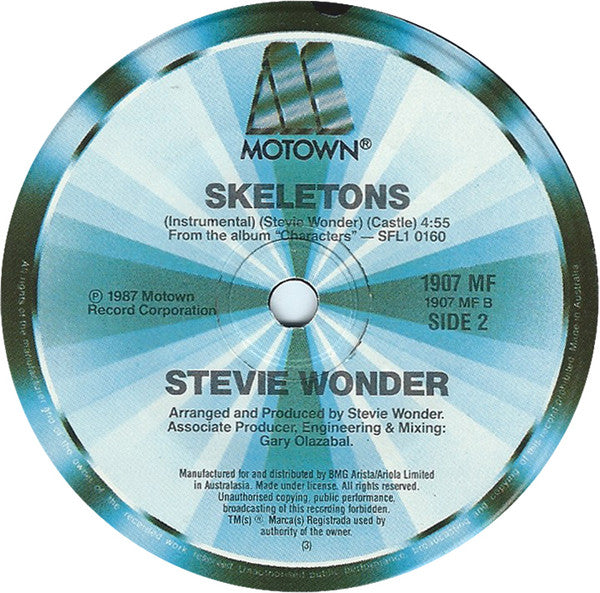 Stevie Wonder : Skeletons (7", Single)