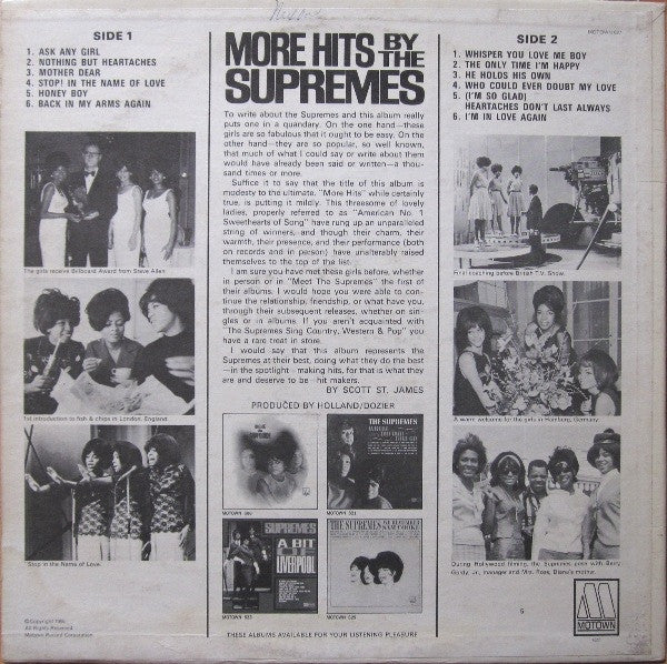 The Supremes : More Hits By The Supremes (LP, Album, Ind)