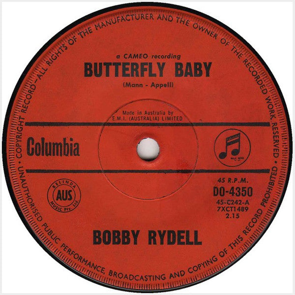 Bobby Rydell : Butterfly Baby (7&quot;, Single)