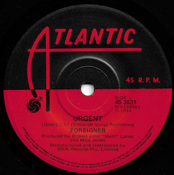 Foreigner : Urgent (7&quot;)