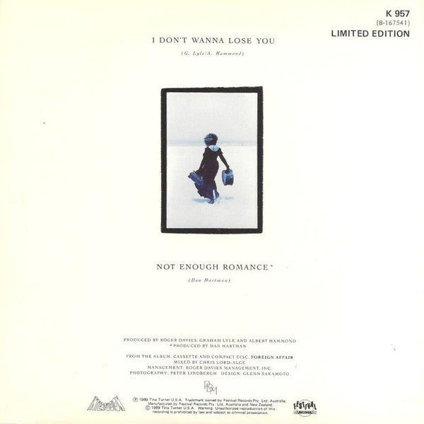 Tina Turner : I Don't Wanna Lose You (7", Single, Ltd)