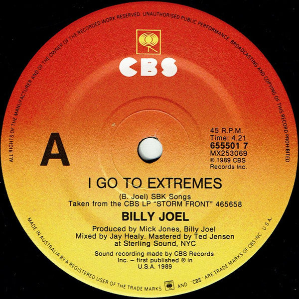 Billy Joel : I Go To Extremes (7&quot;, Single)